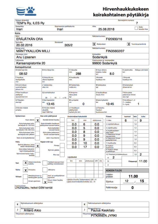 Eräjätkän Ora HIRV0 Inari 25.08.2018