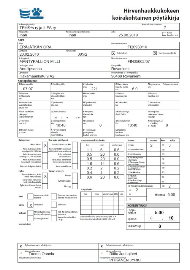 HIRV Inari 25082019 Eräjätkän Ora